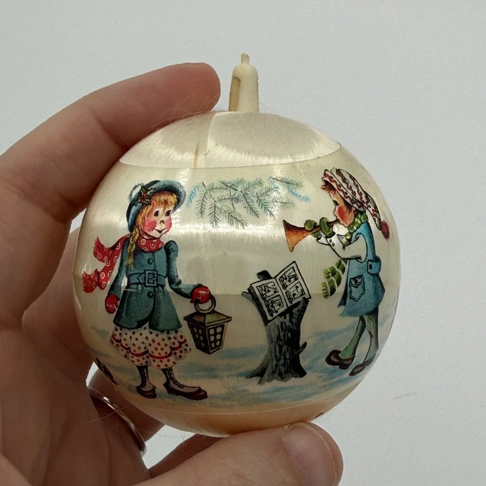Vintage 1970-1980 Christmas Ornaments Lot of 7 Santa Train Caroling Winter Scene